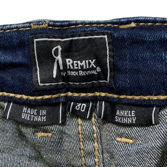 Remix By Rock Revival Jeans Women's Size 30 Mid-Rise Straight Leg Indigo Blue - Picture 9 of 13